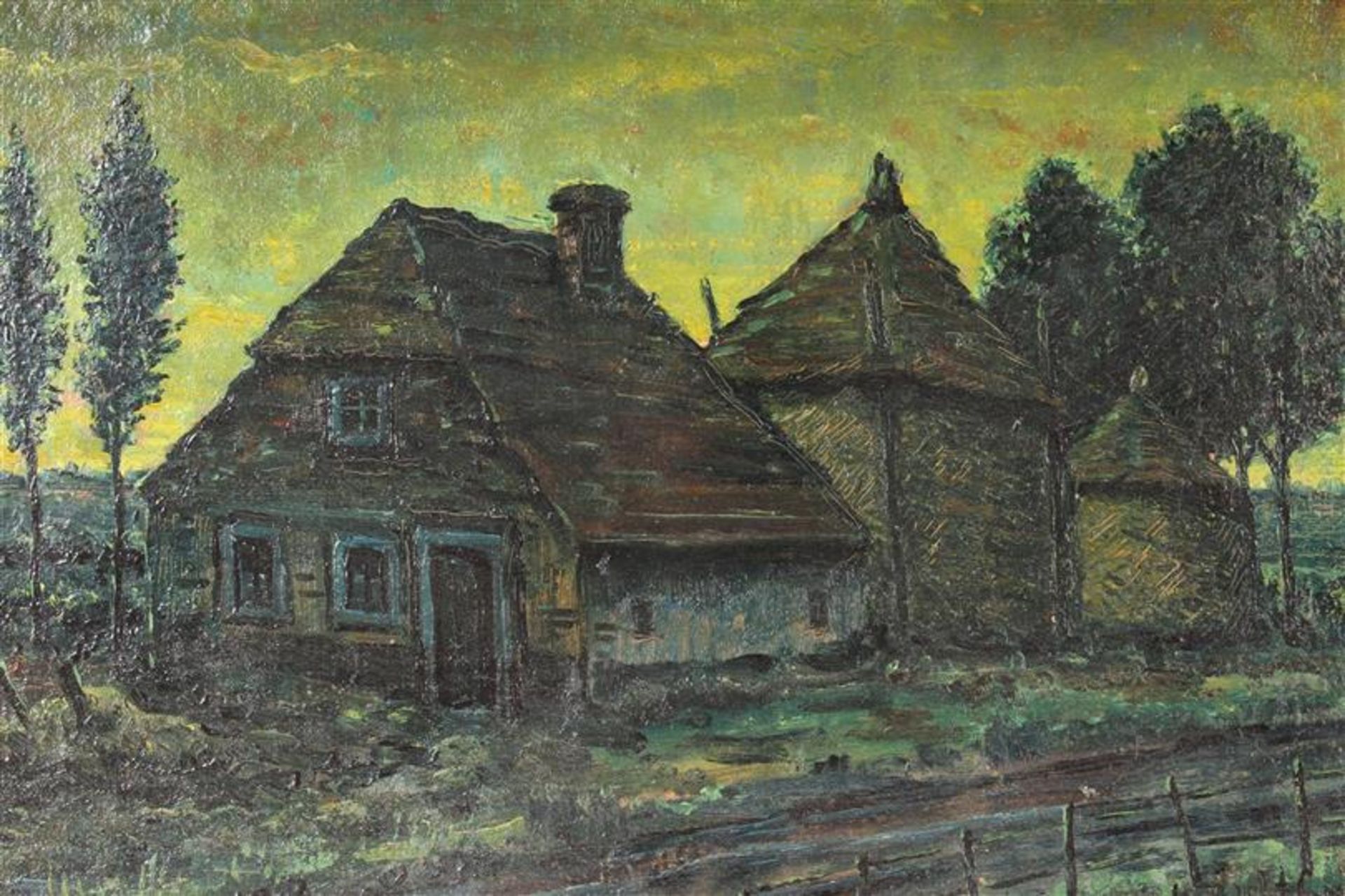 Piet Bulthuis (1898-1988) Schilderij olieverf op doek 'Veluwse boerderij bij nacht'. HxB: 24.5 x - Bild 2 aus 3