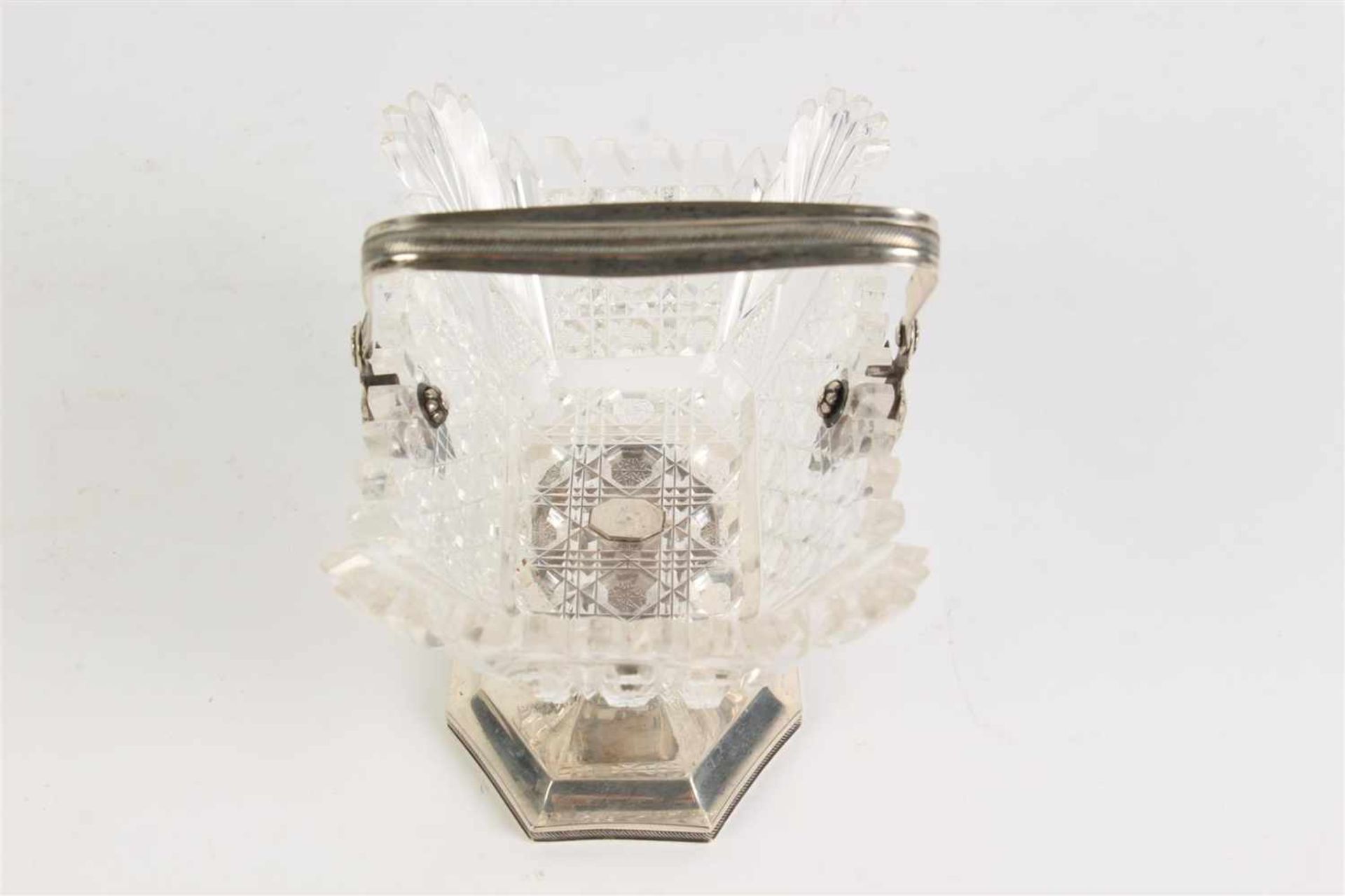 Kristallen hengselschaal met zilveren montuur, Hollands gekeurd, Biedermeier 19e eeuw. Afm: 16.5 x - Bild 3 aus 4
