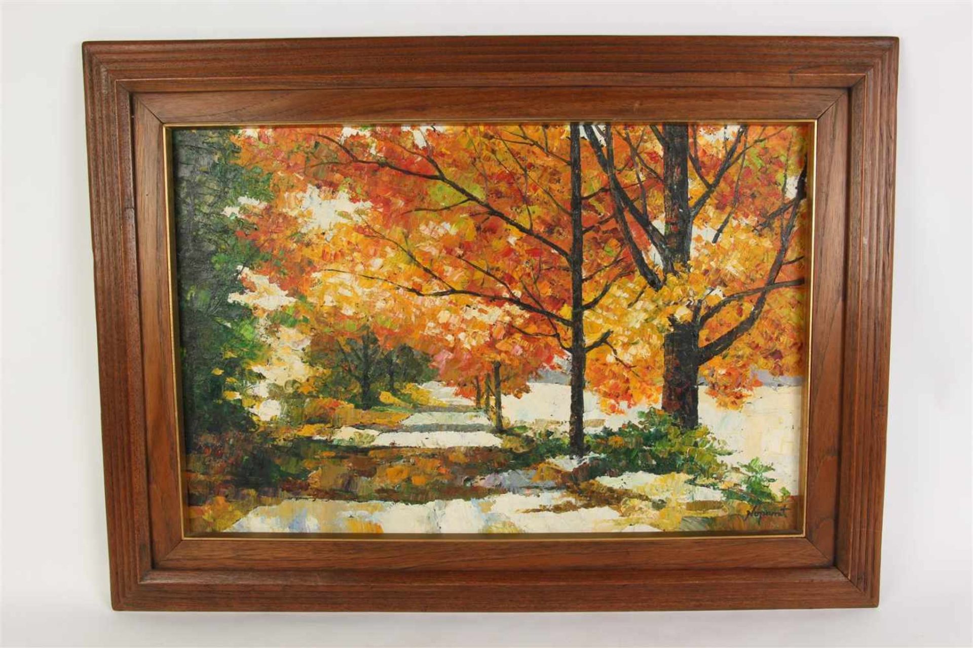 Livisddhi Noparat (1932-) 'Bosgezicht in de herfst', gesigneerd Noparat, doek. Afm. 41 x 61,5 cm.