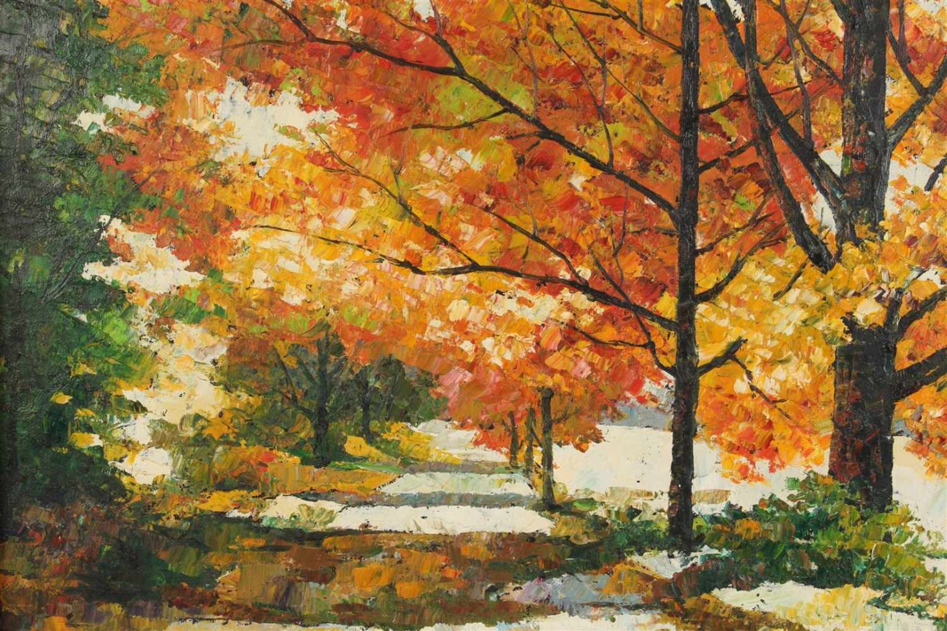 Livisddhi Noparat (1932-) 'Bosgezicht in de herfst', gesigneerd Noparat, doek. Afm. 41 x 61,5 cm. - Bild 4 aus 4