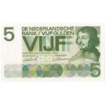 Nederland. 5 gulden. Bankbiljet. Type 1966. Vondel - UNC. (Alm. 23-1a. PL. 22.a). Serienummer