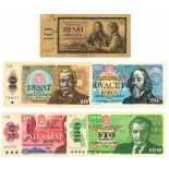 Czechoslovakia. Korun. Bankbiljet. 1960, 1986, 1988-1989. - UNC. (Pick. 88(VF), 94-97). Lot 5 notes.