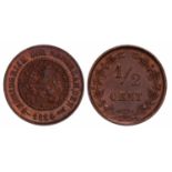 ½ Cent Willem III 1884. FDC. ½ Cent Willem III 1884. FDC.