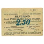 Nederland. 2½ gulden. Zilverbon. Type 1914. - Zeer Fraai. (Alm. 10-1c. AV. 8.1c.1). Serienummer 114.