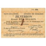 Nederland. 1 gulden. Zilverbon. Type 1914. - Zeer Fraai +. (Alm. 01-1c. PL1.c). Serienummer 604. -