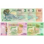 Cook Islands. Dollars. Bankbiljet. 1987. - UNC. (Pick. 3-4, 6-8). Lot 5 notes. - UNC. Cook
