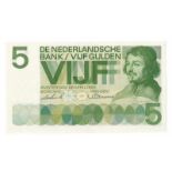 Nederland. 5 gulden. Bankbiljet. Type 1966. Vondel - UNC. (Alm. 23-1a. AV. 18.1b). Serienummer