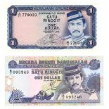 Brunei. Ringgit. Bankbiljet. 1976, 1989. - UNC. (Pick. 6, 13). Lot 2 notes. - UNC. Brunei.