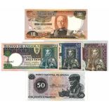 Angola. Escudos. Bankbiljet. 1972, 1973, 1976. - UNC. (Pick. 101, 104-106, 110). Lot 5 notes. - UNC.