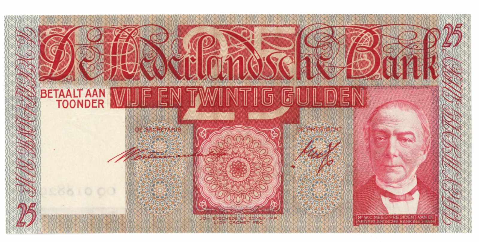 Nederland. 25 gulden. Bankbiljet. Type 1931. Mees - Nagenoeg UNC. (Alm. 76-2. AV. 48.2d).