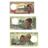 Comores. Francs. Bankbiljet. 1984-1986. - UNC. (Pick. 10-12). Lot 3 notes. - UNC. Comores. Francs.
