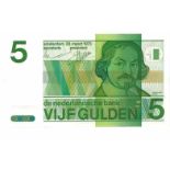 Nederland. 5 gulden. Bankbiljet. Type 1973. Vondel II - UNC. (Alm. 24-1. PL. 23.b2). Serienummer