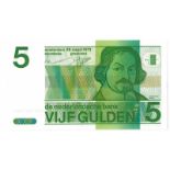 Nederland. 5 gulden. Bankbiljet. Type 1973. Vondel II - UNC. (Alm. 24-1. PL. 23.a). Serienummer