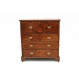 A mahogany campaign furniture desk. With brass mounts. Late 19th century. 107 x 100 x 49 cm. 29.