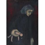 Ada Breedveld (1944-) Woman with a doll. Signed and dated '72 lower right. Not framed. Doek 70 x 50