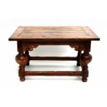 A Dutch oak 'bolpoot' table. 17/18th century. 74 x 132 x 94 cm. 29.00 % buyer's premium on the