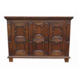 An oak cupboard. The front with three doors. 18th century. 116 x 168 x 58 cm. 29.00 % buyer's