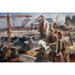 Yuri Mikhailovich Lyubavin (1923-2001) 'на стройке' (At the construction site). Signed and