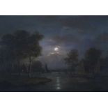 Hollandse School 19e eeuw River in the moonlight. Not signed. Paneel 26,5 x 37 cm. 29.00 % buyer's