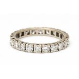 A white gold eternity ring. Set with 22 brilliant cut diamonds, total ca. 1.50 ct. Ringmaat 16,5