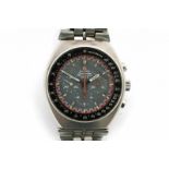 A steel wrist watch. Manual winding. Brand Omega, model Speedmaster Professional Mark II Ref. ST