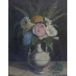 Toegeschreven aan Marie Louise Koekkoek (1840-1910) Still life with petunia's and daisies. Signed