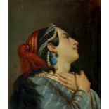 Johan Jacob Schoppé (1805-1857) A young woman looking up in extacy. Signed lower right. Verso an