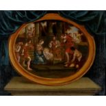 Navolger Charles Le Brun (0-) Trompe l'oeuil of a painting of the Adoration of the shepherds on a