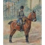 Jan Hoynck van Papendrecht (1858-1933) Cavalry officer. Signed with initials lower left. Aquarel 33