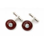 A pair silver round cufflinks. Set with red agate and blue topaz. Diameter 15 mm 29.00 % buyer's