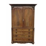 An English mahogany cabinet, with two doors and four drawers. 19th century. 233 x 150 x 60 cm. 29.