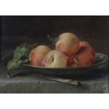 Toegeschreven aan Adriana Johanna Haanen (1814-1895) Still life with peaches. Signed with initials