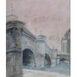 Jan van Heel (1898-1990) 'Brug in Parijs' (Bridge in Paris). Signed and annotated Parijs lower