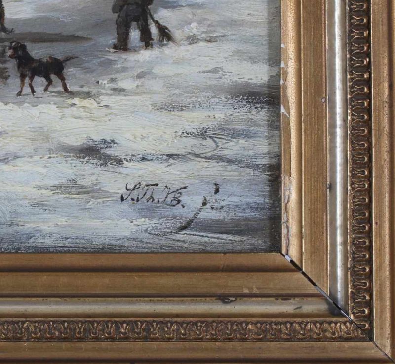 Sebastiaan Theodorus Voorn Boers (1828-1893) Fun on the ice. Signed with initials lower right. - Image 3 of 4