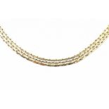 A 14 krt yellow gold chain necklace. Polished and worked links. Increasing in width towards the