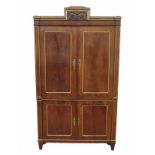 A Dutch corner cabinet. First quarter 19th century. 220 x 128 x 60 cm. 29.00 % buyer's premium on