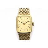 A 14 krt yellow gold ladies' wrist watch. Manual winding. Brand Certina. On 14 krt gold bracelet