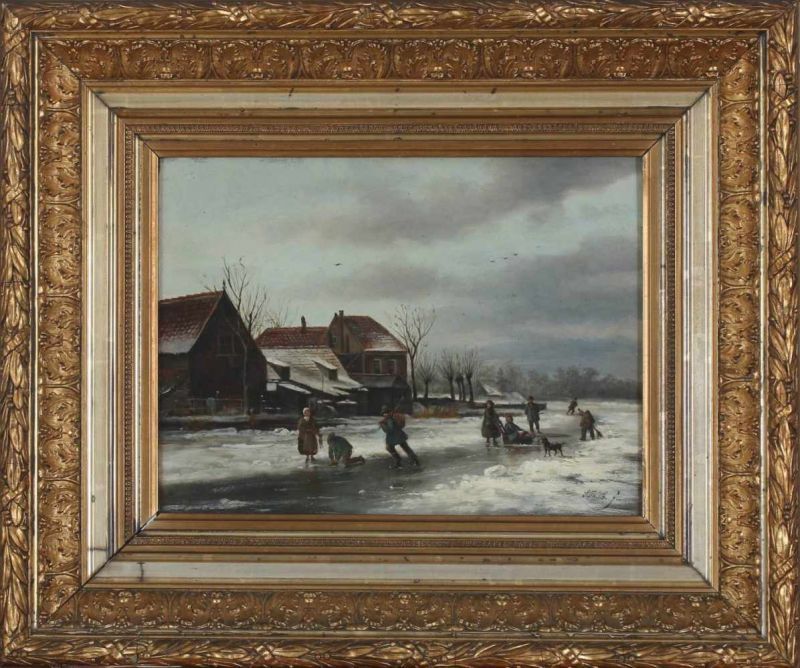 Sebastiaan Theodorus Voorn Boers (1828-1893) Fun on the ice. Signed with initials lower right. - Image 2 of 4