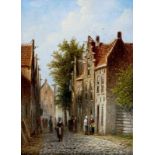 Johannes Franciscus Spohler (1853-1894) Figures strolling through a sunlit street. Signed lower