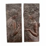 Alphonse Mucha (after) (1860-1939) Two patinated bronze wall plaques depicting 'L'été' and 'Le