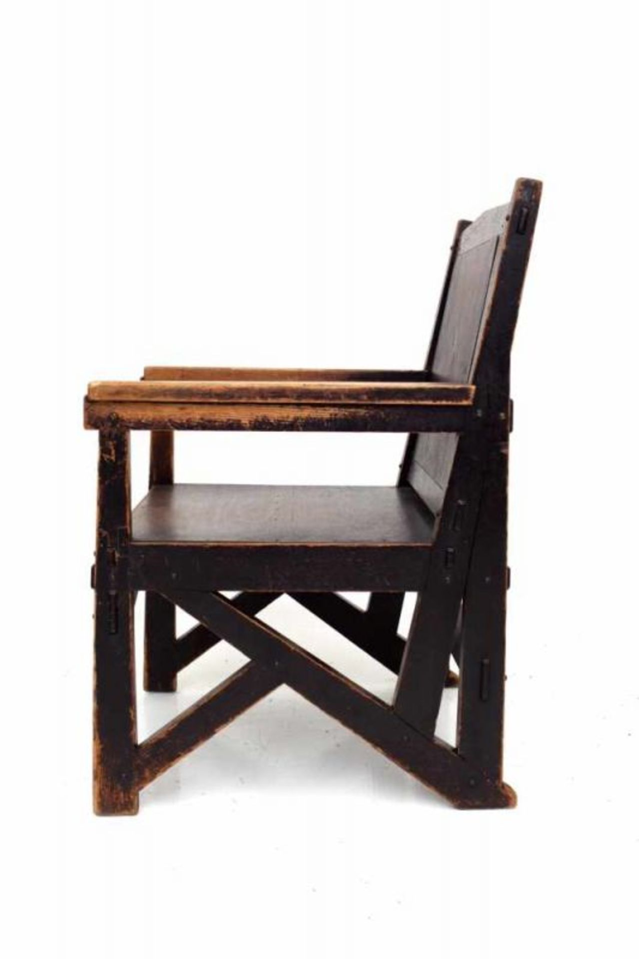 Nieuwe Kunst An ebonised deal armchair with sloping backrest, in the style of H.P. Berlage and A.J. - Bild 2 aus 3