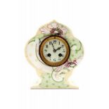 Plateelbakkerij Zuid Holland, Gouda A ceramic clock with wavy floral pattern on a white ground,