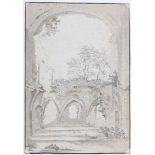 Hollandse School 19e eeuwRuins of a chapel. Not signed. In passe-partout. Provenance: from a Dutch