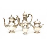 A French silver tea and coffee service. Sterling silver. Maker's mark Servais & Gubert, Paris.