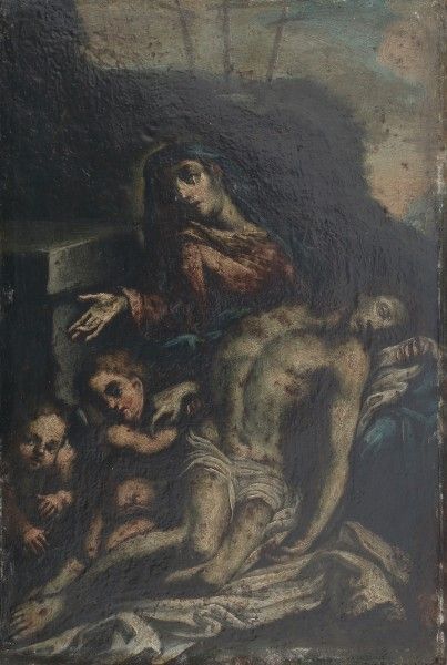 Navolger Luis de MoralesThe lamentation. 17th century. Not signed. Not framed. Provenance: from a