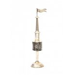 A Jewish silver spice tower. 20th century. Marked 13. 800/1000 Silver.Hoogte 25 cm. 29.00 % buyer's