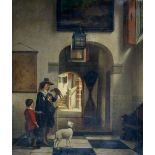 Johannes Anthonie Balthazar Stroebel (1821-1905)Interior with a falconer. Signed and dated (18)62