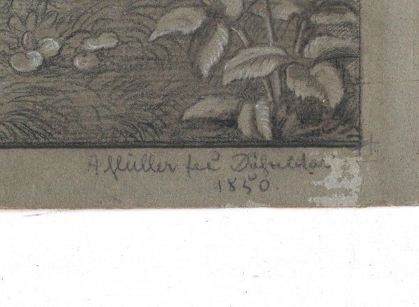 Duitse School 19e eeuwThe Madonna and Child Enthroned. Signed A.Müller and dated 1850 lower middle. - Image 2 of 2