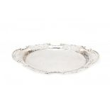 An oval English silver tray. Sterling silver. Maker's mark unclear, London. Date letter 1896-7.