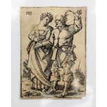 Hans Sebald Beham (1500/1502-1550) Peasant couple. Signed with monogram upper left. From the series